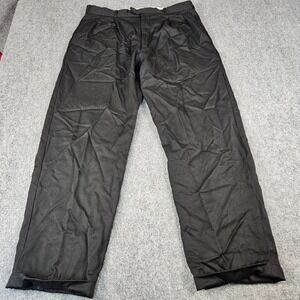 Feldini Mens Black 100%‎ Wool Pleated Cuffed Dress Pants Trousers